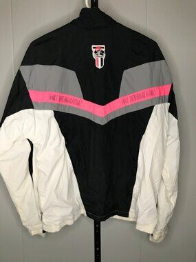 Vintage 80's Nike Mens Medium Black Wind Breaker Color Block Zip Track Jacket